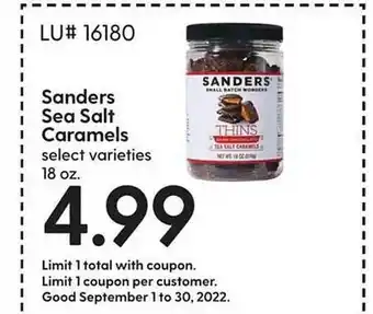 Hy-Vee Sanders sea salt caramels offer
