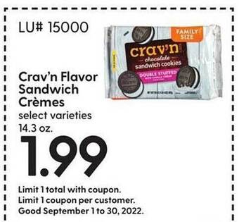 Hy-Vee Crav'n flavor sandwich crèmes offer