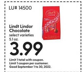 Hy-Vee Lindt lindor chocolate offer