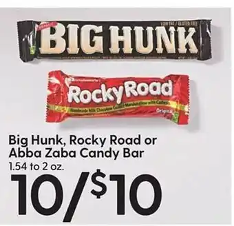 Hy-Vee Big hunk, rocky road or abba zaba candy bar offer