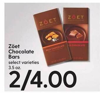 Hy-Vee Zöet chocolate bars offer