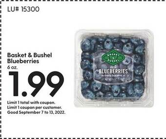 Hy-Vee Basket & bushel blueberries offer