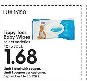 Hy-Vee Tippy toes baby wipes offer