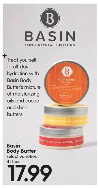 Hy-Vee Basin body butter offer