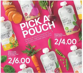Hy-Vee Serenity kids meat or bone broth baby food, serenity kids veggie baby food offer