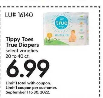 Hy-Vee Tippy toes true diapers offer