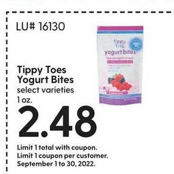 Hy-Vee Tippy toes yogurt bites offer