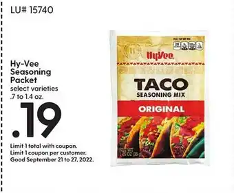Hy-Vee Hy-vee seasoning packet offer