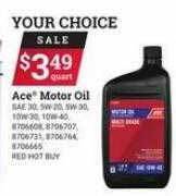 Ace Hardware Ace motor oil offer