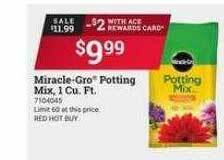 Ace Hardware Miracle-gro potting mix 1 cu. ft. offer