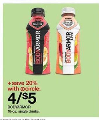 Target Bodyarmor 16-oz. single drinks offer