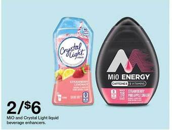 Target Mio and crystal light liquid beverage enhancers offer