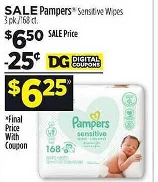 Dollar General Pampers sensitive wipes offer