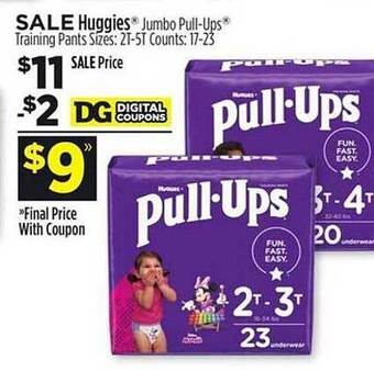 Dollar General Huggies jumbo pull-ups training pants offer