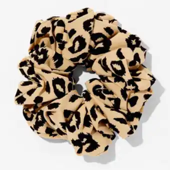 Claire's Giant tan animal print hair scrunchie offer