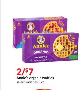 Hy-Vee Annie's organic waffles offer