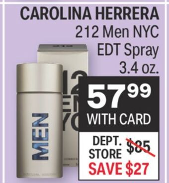 CVS Carolina herrera 212 men nyc edt spray 3.4 oz. offer