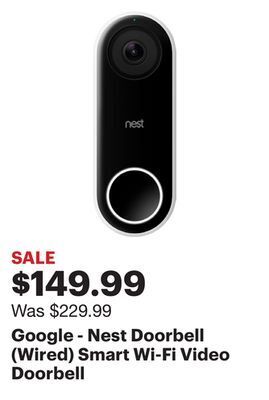 Best Buy Google - nest doorbell (wired) smart wi-fi video doorbell offer