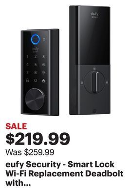 Best Buy Eufy security - smart lock wi-fi replacement deadbolt with app/keypad/biometric access - black offer