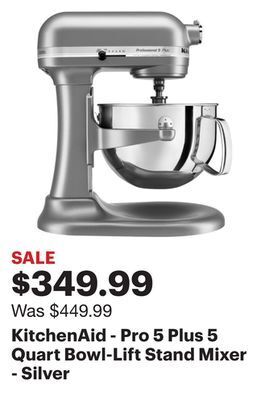 Best Buy Kitchenaid - pro 5 plus 5 quart bowl-lift stand mixer - silver offer