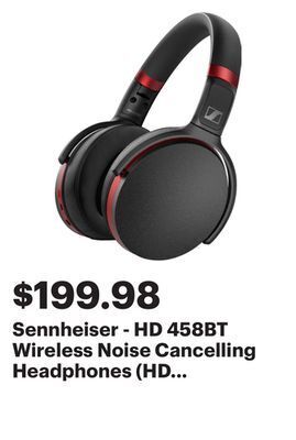 Best Buy Sennheiser - hd 458bt wireless noise cancelling headphones (hd 458bt exclusive) - black/red offer