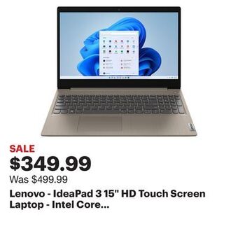 Best Buy Lenovo - ideapad 3 15" hd touch screen laptop - intel core i3-1115g4 - intel uhd graphics - 8gb memory - 256gb ssd - almond offer