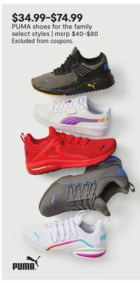 JC Penney Puma shoes for the family offer