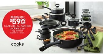 JC Penney Cooks 30-pc. nonstick cookware set offer