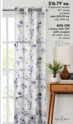 JC Penney Fieldcrest arden 84" sheer curtains offer
