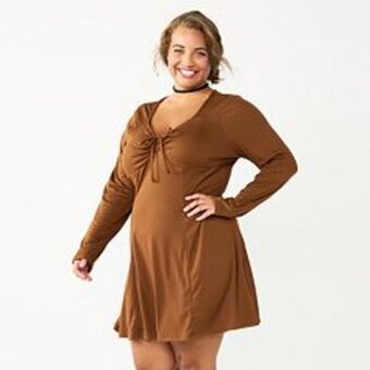 Kohl's Juniors' plus size so® princess tie-front fit & flare dress offer