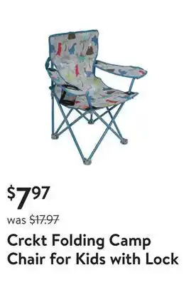 Walmart Crckt folding camp chair for kids with lock (125lb capacity), multi-color dino print offer