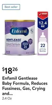 Walmart Enfamil gentlease baby formula, reduces fussiness, gas, crying and spit-up in 24 hours, dha & choline to support brain develo offer
