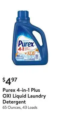 Walmart Purex 4-in-1 plus oxi liquid laundry detergent offer