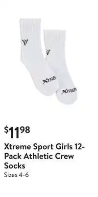 Walmart Xtreme sport girls 12-pack athletic crew socks offer