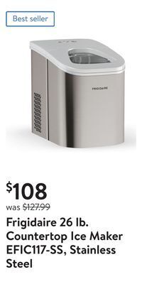 Walmart Frigidaire 26 lb. countertop ice maker efic117-ss, stainless steel offer