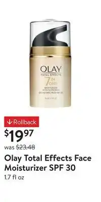 Walmart Olay total effects face moisturizer spf 30 offer