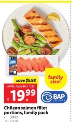 Lidl Chilean salmon fillet portions, family pack offer