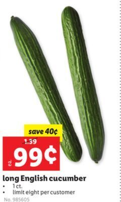 Lidl Long english cucumber offer