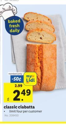 Lidl Classic ciabatta offer