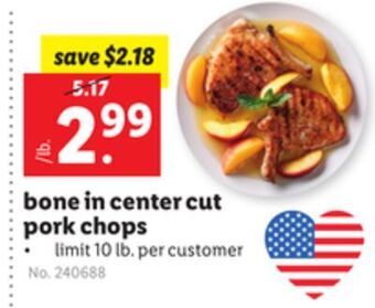Lidl Bone in center cut pork chops offer