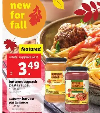 Lidl Butternut squash pasta sauce 24 oz. autumn harvest pasta sauce 24 oz. offer