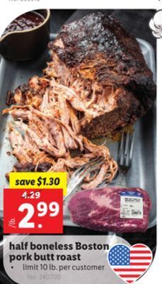 Lidl Half boneless boston pork butt roast offer