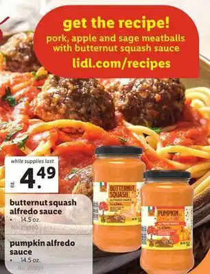 Lidl Butternut squash alfredo sauce 14.5 oz. pumpkin alfredo sauce 14.5 oz. offer