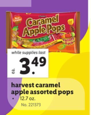 Lidl Harvest caramel apple assorted pops offer
