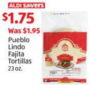 Aldi Pueblo Lindo Fajita Tortillas 23 oz. offer