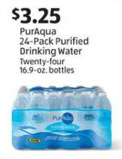 Aldi PurAqua 24-Pack Purified Drinking Water Twenty-four 16.9-oz. bottles offer
