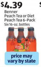 Aldi Benner Peach Tea or Diet Peach Tea 6-Pack offer