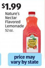 Aldi Nature's Nectar Flavored Lemonade offer