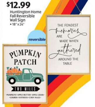 Aldi Huntington Home Fall Reversible Wall Sign offer