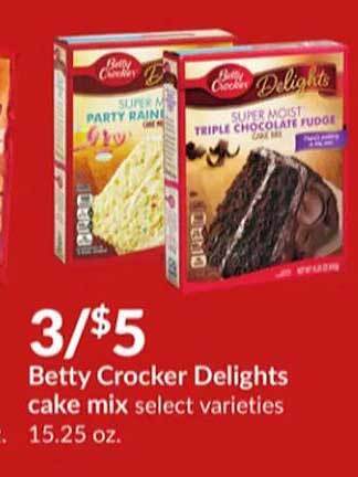 Hy-Vee Betty crocker delights cake mix offer